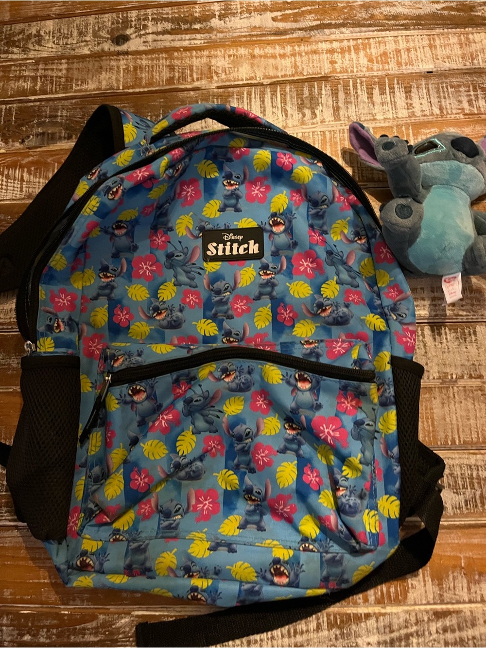 Disney Stitch Kids Backpack in Bright Blue with Pink & Yellow Accents